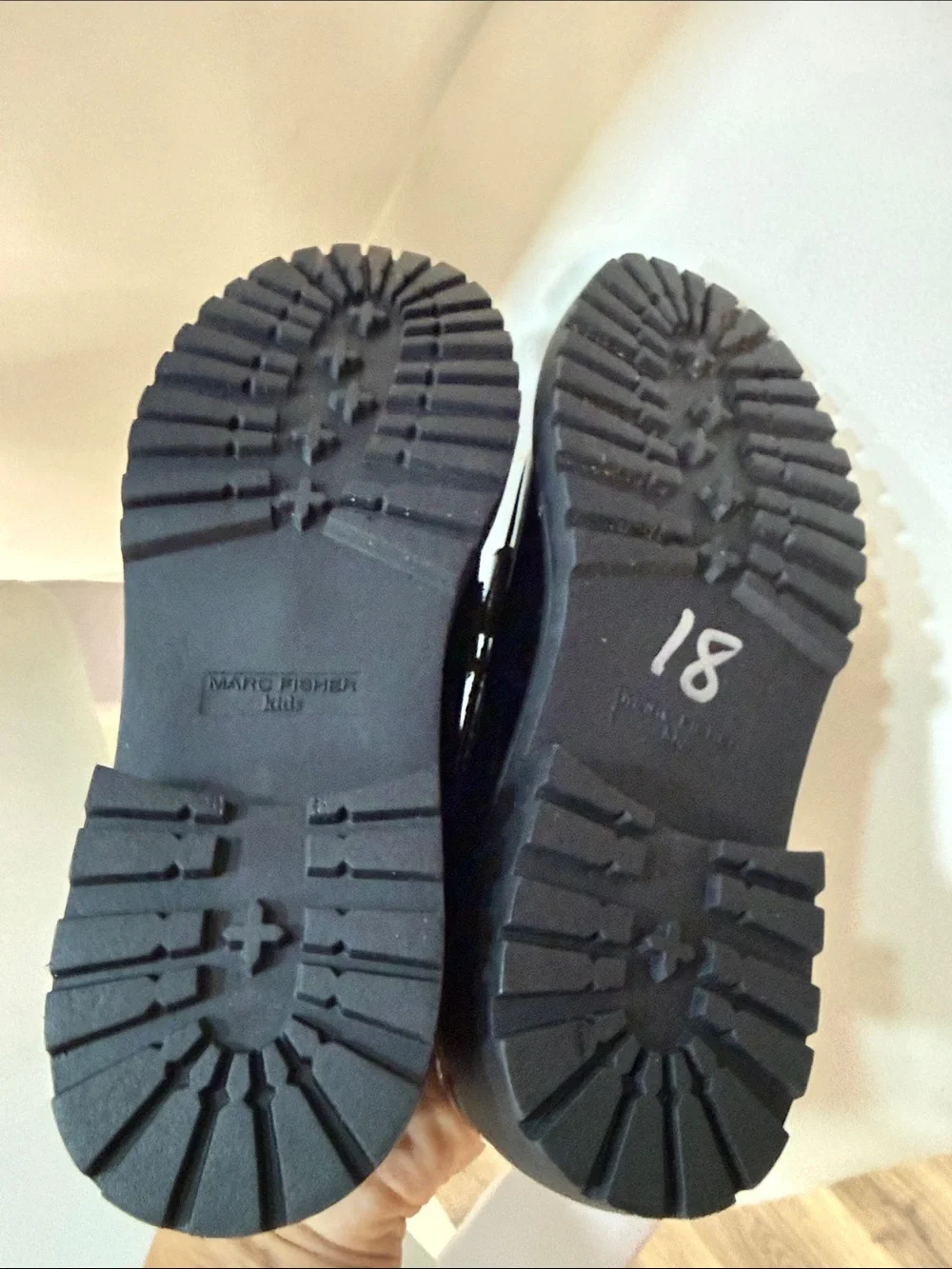 Marc Fisher Black Patent Loafers with Pearl Accent
